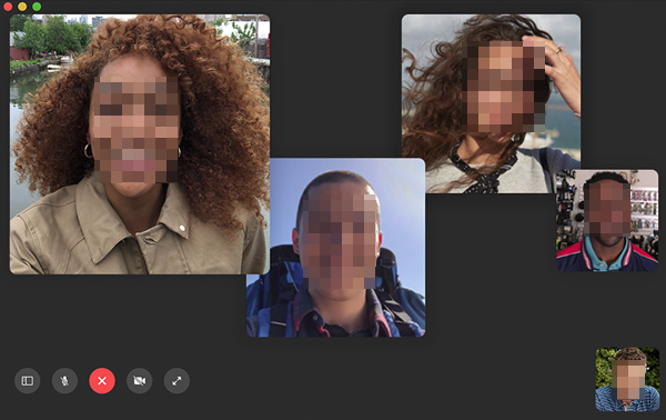 FaceTime on screen controls