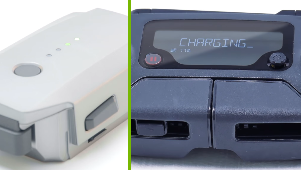 Drone battery and remote control charging.