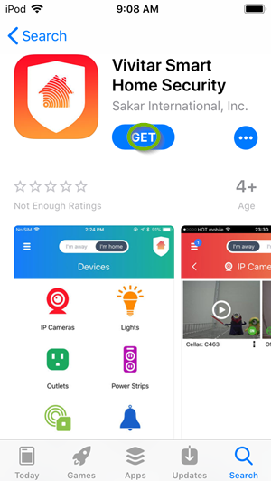 Get button highlighted in App Store for found app.