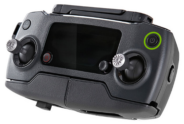 Power button highlighted on remote control.