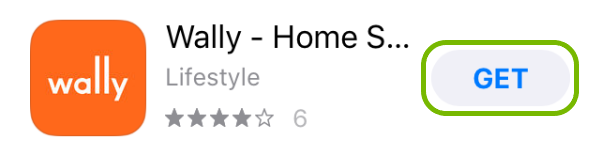 Wally app with the Get button highlighted