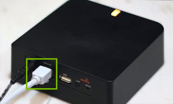Ethernet port highlighted on Wally hub