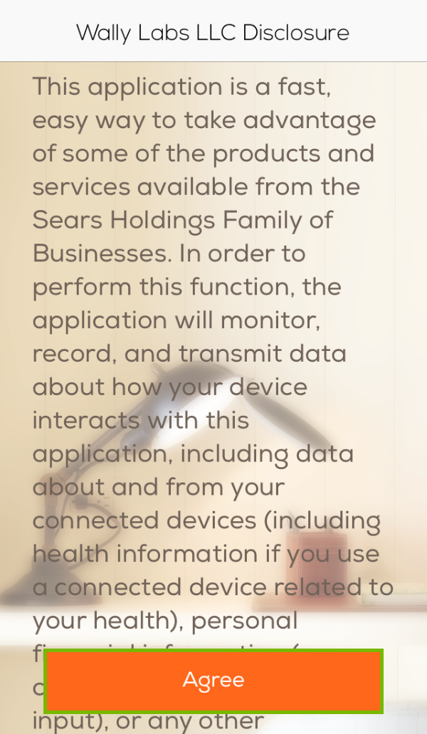 Disclosure with the Agree button highlighted