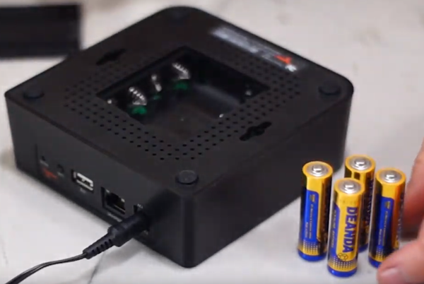 A wally hub showing the battery cover off