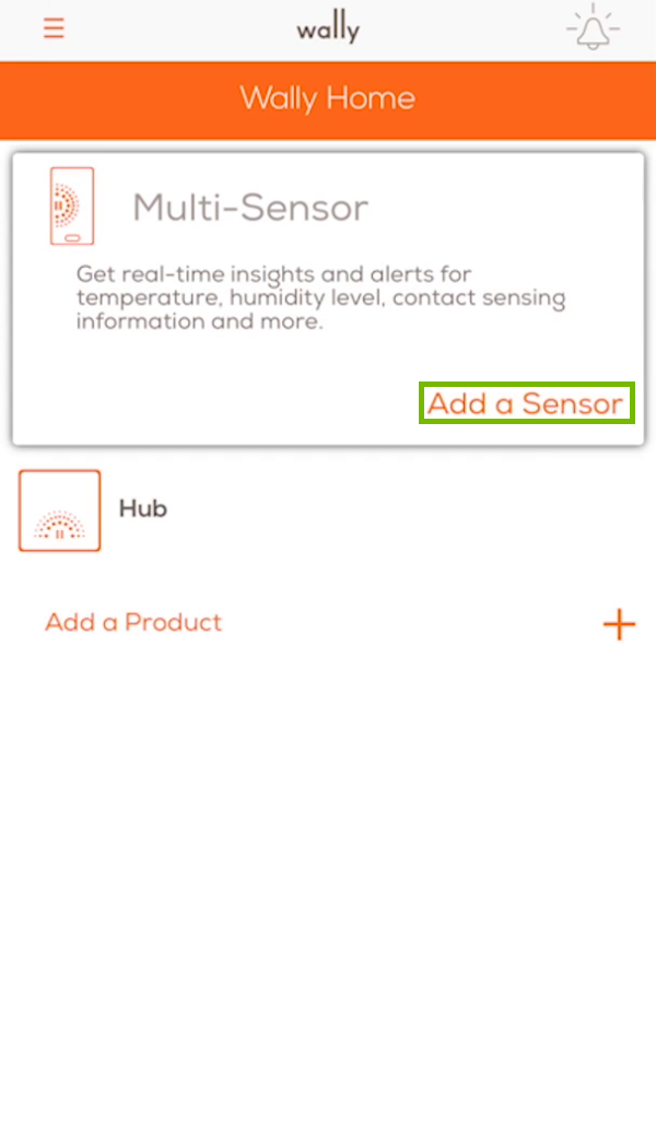 Add a sensor button highlighted
