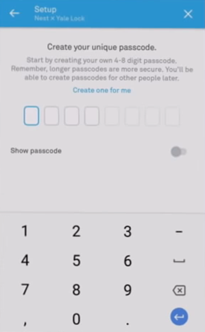 Create a unique passcode