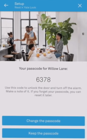 Passcode being displayed for verification.