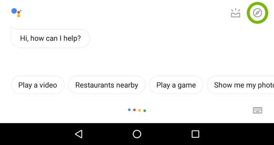 Explore option highlighted in Google Assistant.