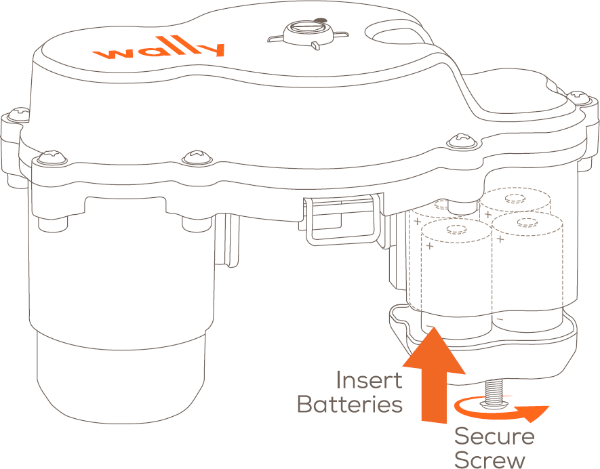 Battery diagram showing how to insert batteries