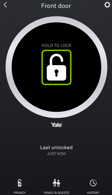 Padlock icon highlighted in Nest app.