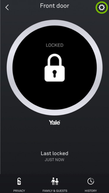 Gear wheel highlighted in Nest app.