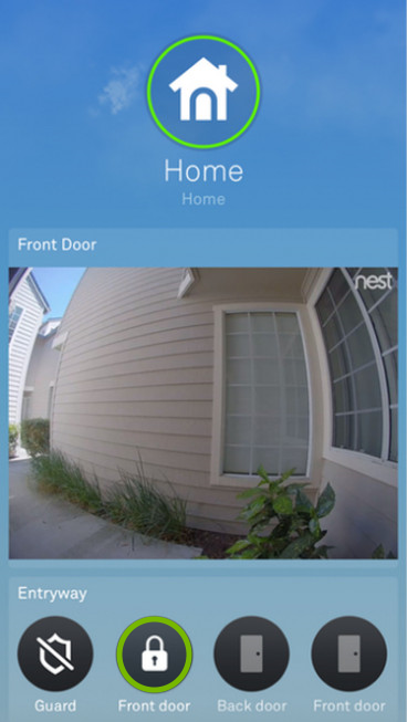 Lock icon highlighted in Nest app.