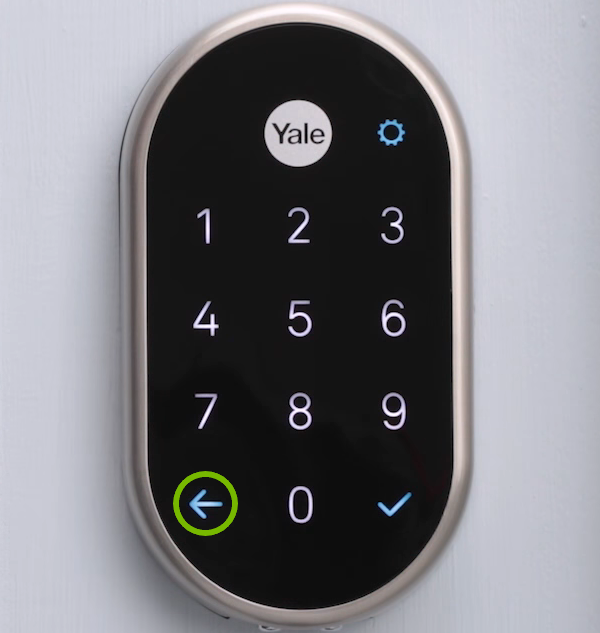 Left arrow highlighted on lock keypad.