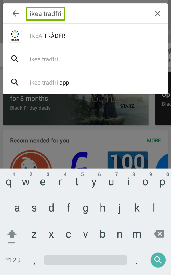 Keyword highlighted in Google Play search.