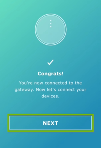 Next button highlighted on Congratulations screen in IKEA Home Smart app.