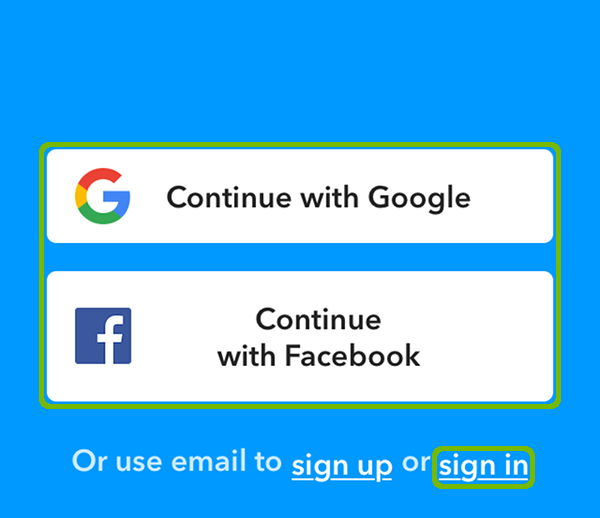 IFTTT sign in screen