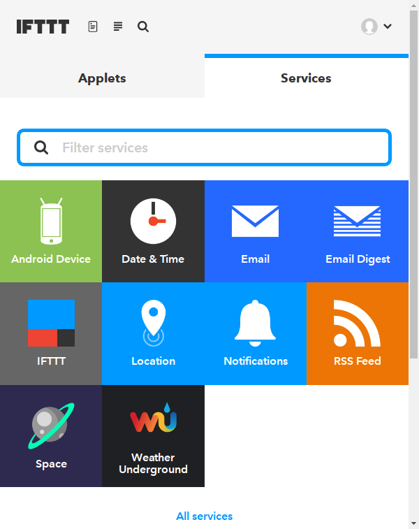 My Applets, Services.