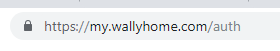 Wally dashboard URL typed in an address bar