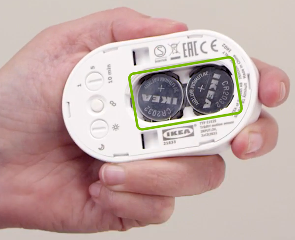 Batteries inserted in motion sensor.