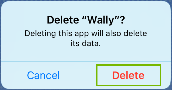 Uninstall prompt with Delete highlighted