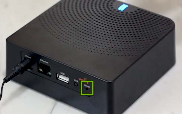 Wally hub with the reset button highlighted