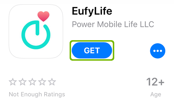 EufyLife app store page with get highlighted.