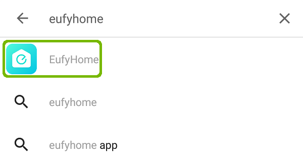 Play Store search with EufyHome highlighted.
