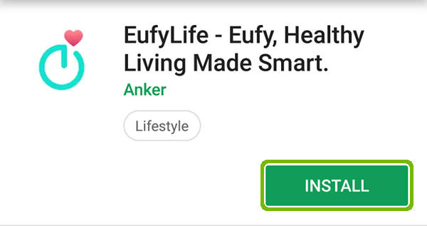 App store page with Install highlighted.