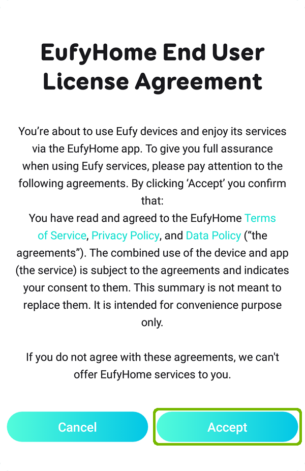 EULA with Accept highlighted.