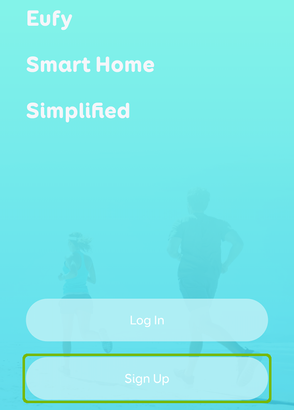 Account type screen, with sign up highlighted.