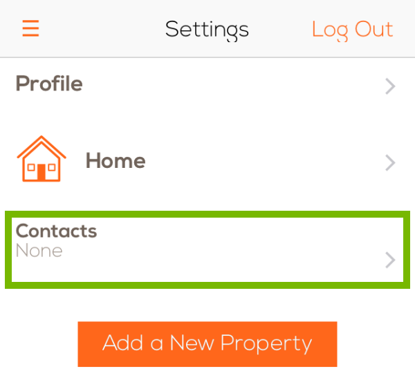 Contacts button highlighted