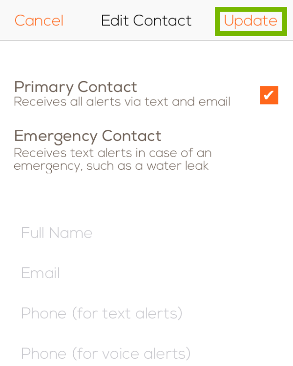 Update button highlighted