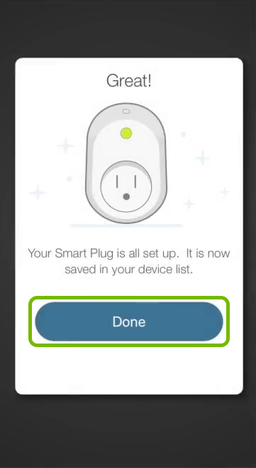 Done option highlighted on setup completion screen.