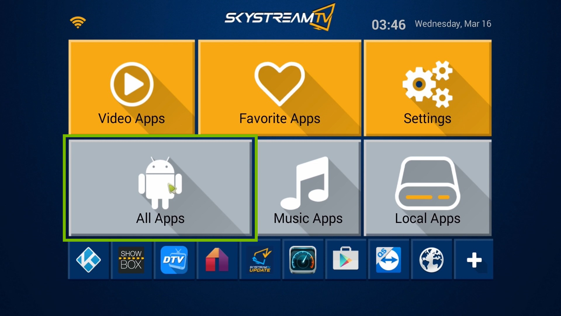 Home Screen with All Apps icon highlighted.