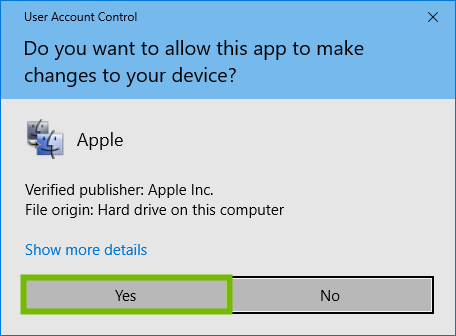User Account Control prompt for Migration Assistant with Yes highlighted.