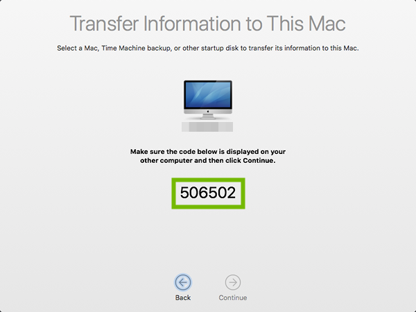 Migration Assistant Code verification screen.