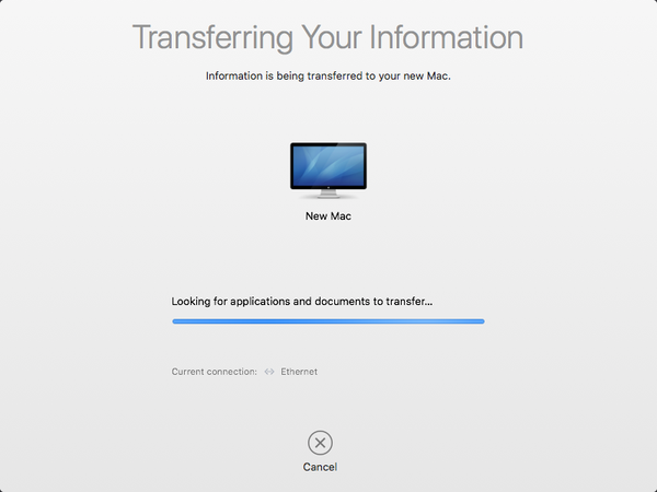 Migration Assistant transfer started.