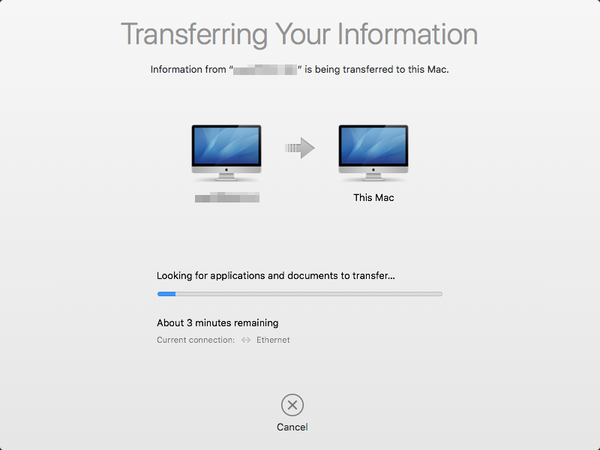 Transfer in progress dialog.