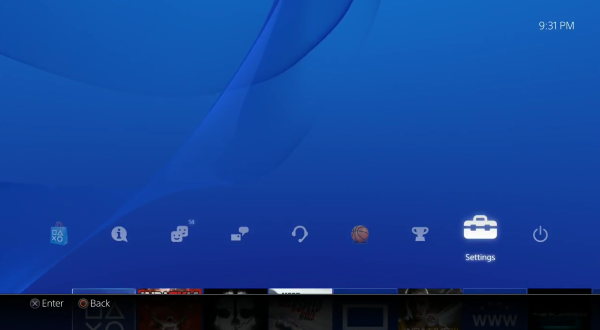 PlayStation 4 menu.