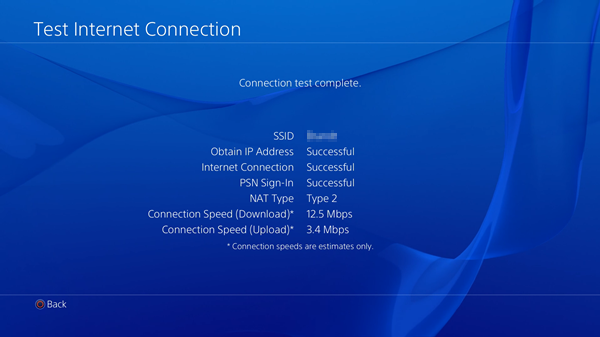 Connection test results.
