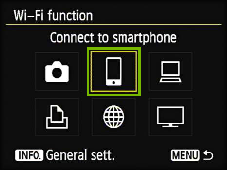 Wi-Fi Function with Connect to Smartphone highlighted
