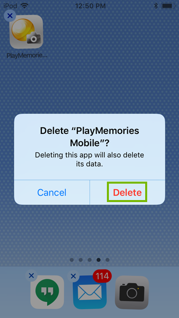 iOS app deletion confirmation