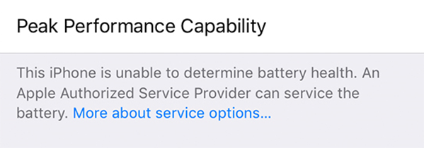 Unable to determine battery health.