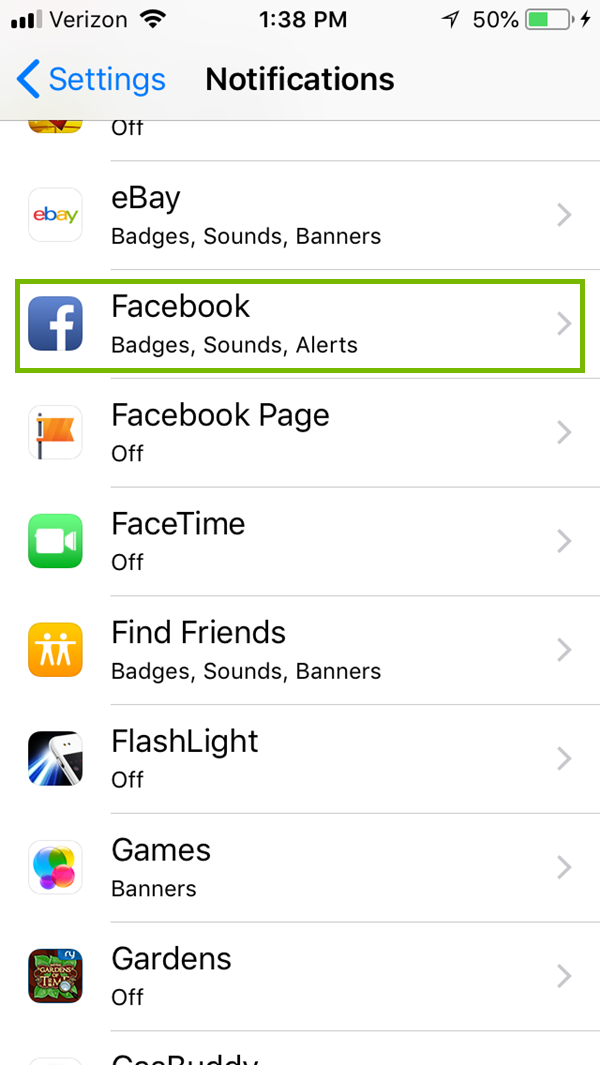 Notifications menu with an app highlighted. Screenshot