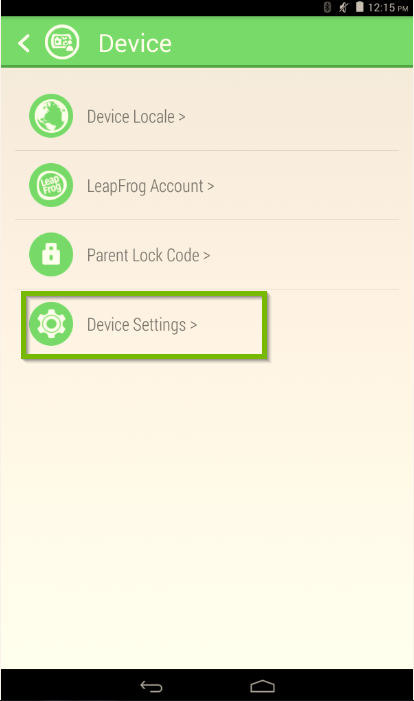 Device menu with Device Settings selected.