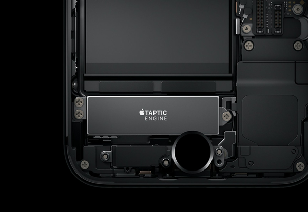 Deconstructed iPhone showing the taptic engine of the device.