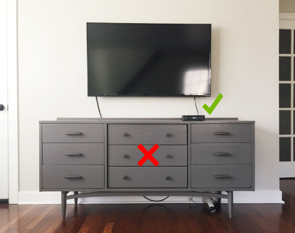 Correct Roku player placement.