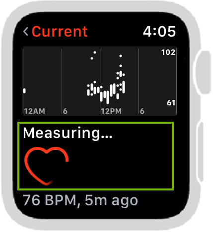 Heart Rate app measuring. Screenshot