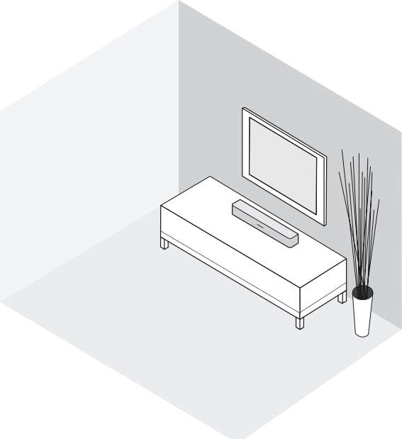 Diagram of soundbar underneath television