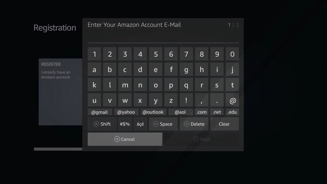 E-Mail address entry prompt.